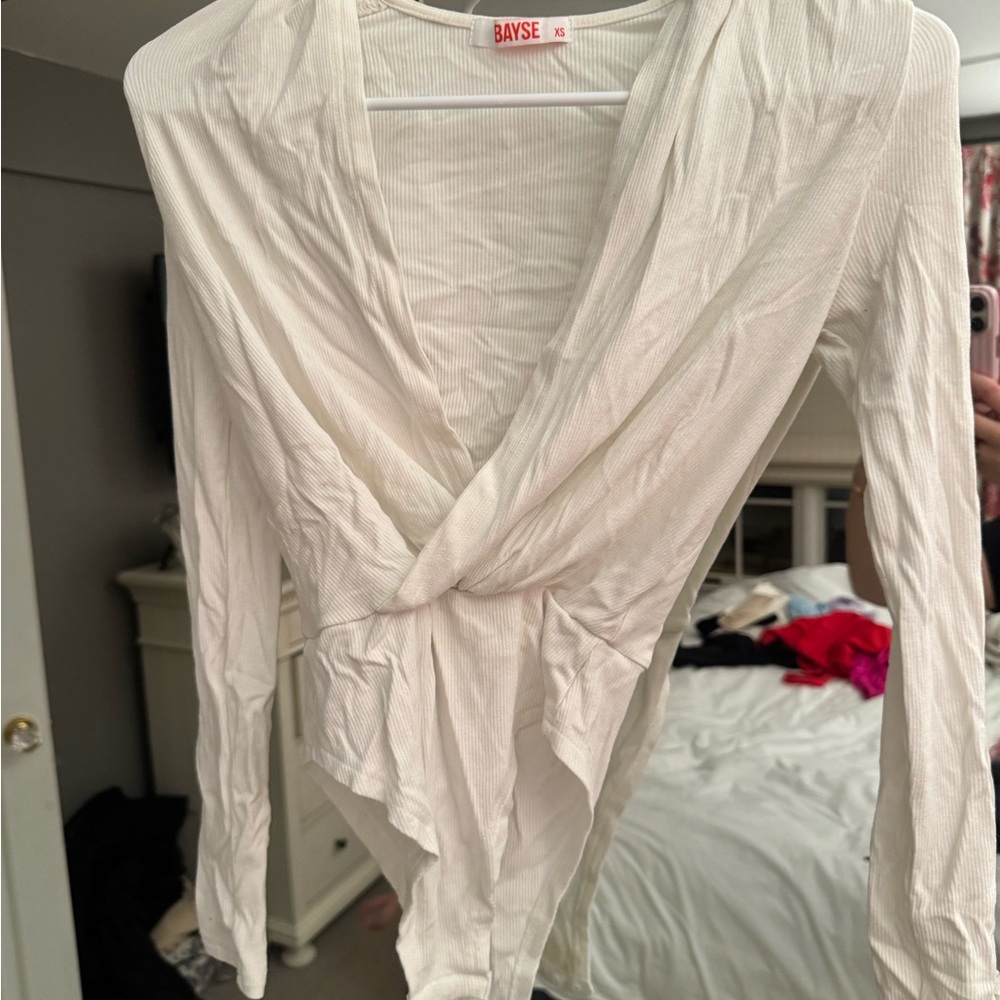 Bayse Ivory Drape Blouse